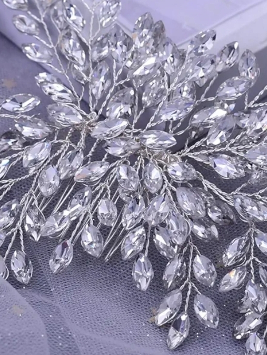 Silver Rhinestone Bridal Hair Comb Headpiece